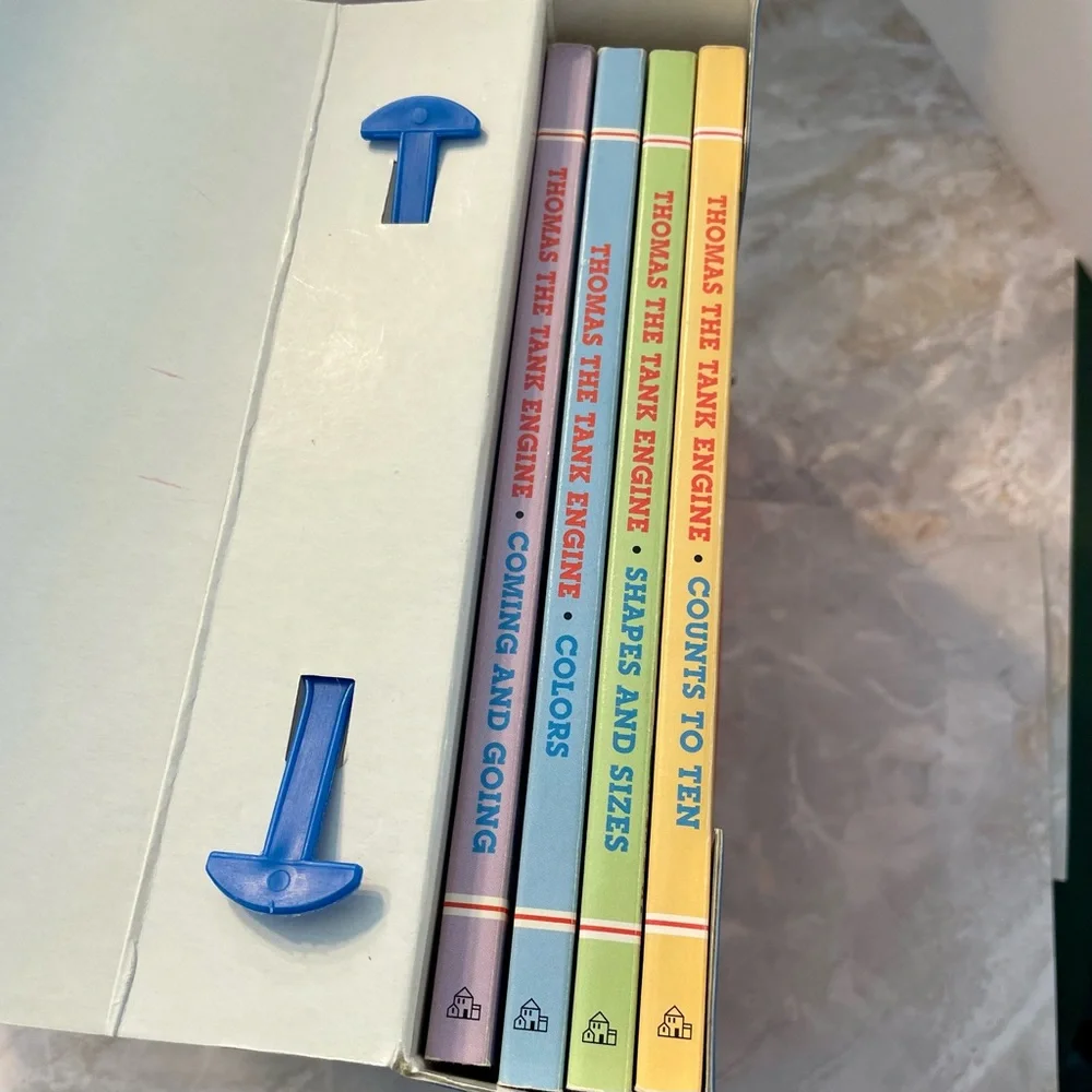 Vintage Thomas the train take along box of 4 board books for your toddler.